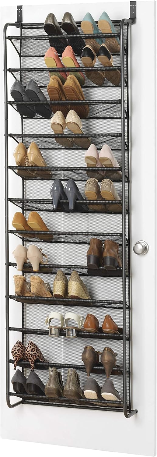 36 12 Closet 69"L 21.7"W 7.5"H, Whitmor Pair Over the Door Shoe Organizer, Tier Hanging Shoe Organizer, Heavy Duty