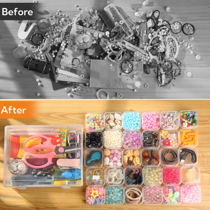 186 Pack Bead Organizer Box, Transparent Small Plastic Containers (6 Large Boxes and 180 Small Boxes), Bead Organizers and Storage with Blank Stickers for Bracelet Making DIY Jewelry Craft Nail