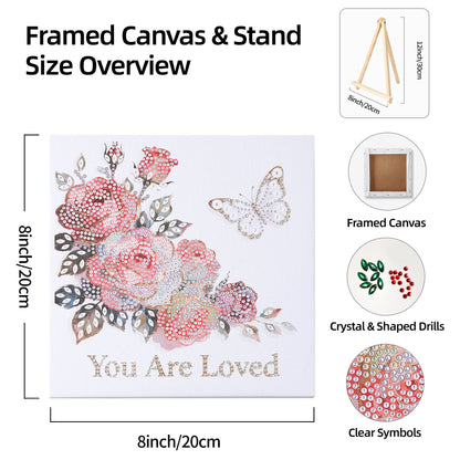 Ludeanetti 8"x8"Framed Diamond Painting Art kit for Adults with Stand 5D Special Shaped Drills Desktop Ornament Gift for Her, Graduation Gift