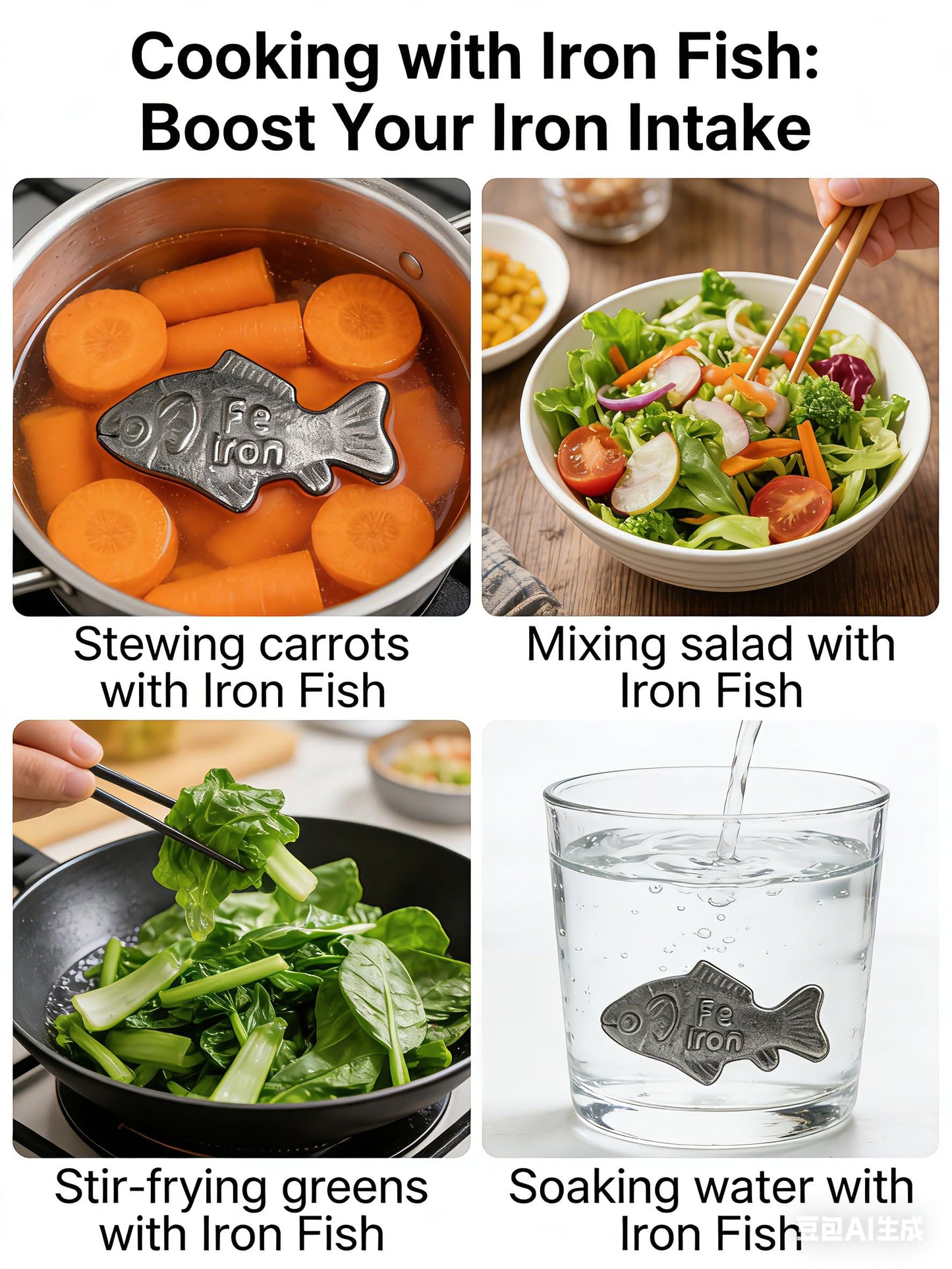 Iron Fish for Cooking(2-Pack), Safe Reusable Cooking Tool for Iron Deficiency,Lucky Cooking Iron Tool for Anemia & Vegans, Ideal Gift