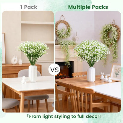 Der Rose 24PCS White Babys Breath Artificial Flowers,11'' Elegant Faux Baby Breath Flowers for Wedding Home Decor, Table Centerpieces & DIY Fake Flowers