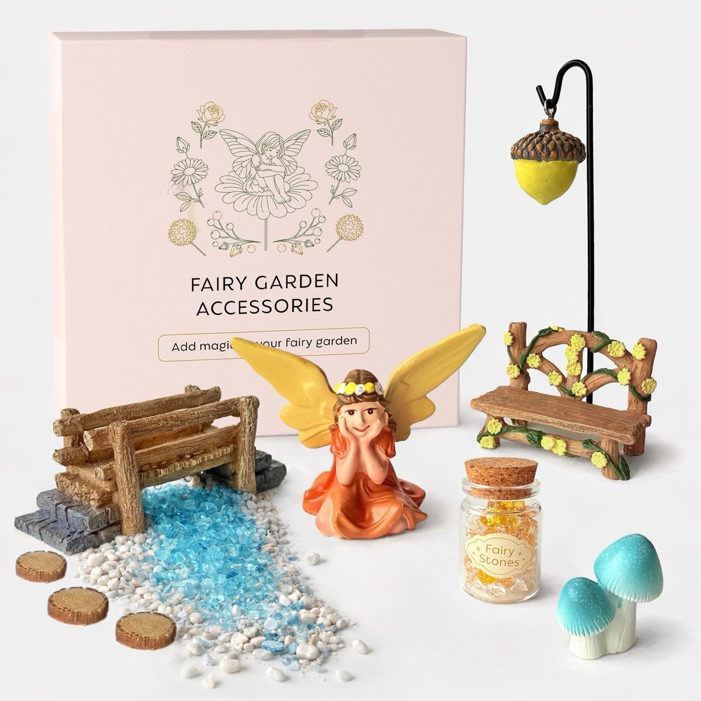 ALOVAK Fairy Garden Accessories Set, 10-Piece Hand-Painted Resin Figurines for Indoor/Outdoor Fairy Gardens, Plant Pots & Terrariums, Add-On Decor for Existing Fairy House Scenes, Gift-Ready Packaging