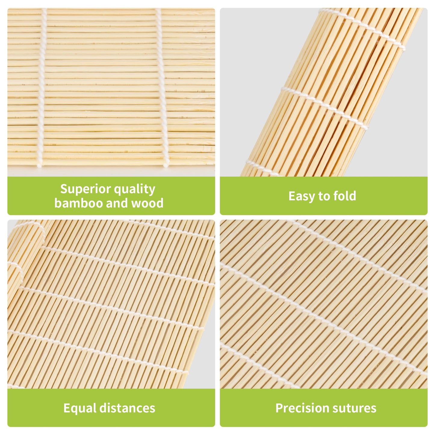Axigundaone 20 Pcs Bamboo Sushi Rolling Mat Bulk, 9.5 x 8.9 Inch Bamboo Square Sushi Mat Roller, Sushi Making Roller Mats for Beginners, Sushi Party