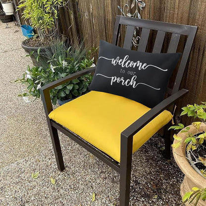 Welcome to Our Porch Outdoor Pillow Covers: Set of 2 Decorative 12x20 Covers for Porch and Patio Furniture.