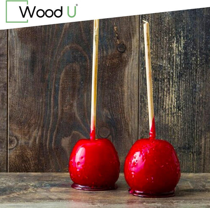 Wooden Candy Apple Sticks - 5.5"x3/16", Disposable 100 Pcs Cocktail Picks and Toothpicks for Appetizers