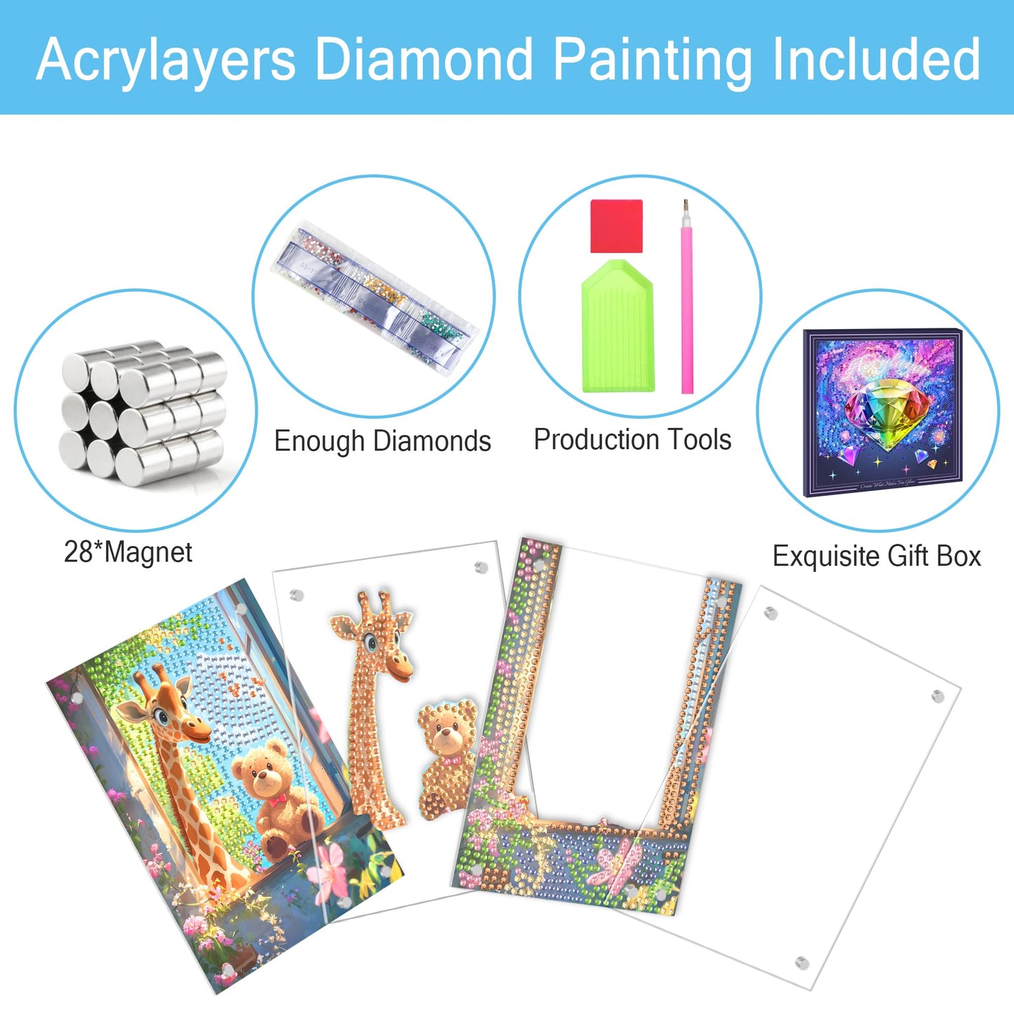 SKRYUIE DIY Acrylayers Diamond Art Kits for Adults, Dwarf Multi-Layer Acrylic Diamond Painting Kits, 4-Layered Magnetic Stand-Up Tabletop Decor, Unique Multi-Dimensional Craft Gift 4x6 Inch A7