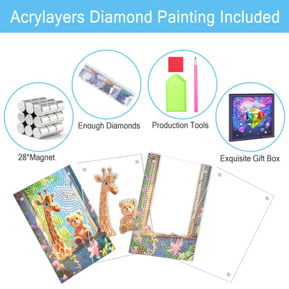 SKRYUIE DIY Acrylayers Diamond Art Kits for Adults, Pig Multi-Layer Acrylic Diamond Painting Kits, 4-Layered Magnetic Stand-Up Tabletop Decor, Unique Multi-Dimensional Craft Gift 4x6 Inch A11
