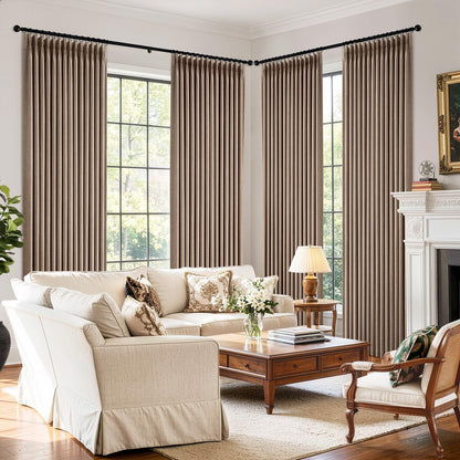 MIULEE Pinch Pleated 100% Blackout Curtains 108 Inch Long 4 Panel Set for Bedroom Thick Linen Memory Trained Pleat Living Room Darkening Back Tab Double Layer Thermal Insulated Drapes, Linen