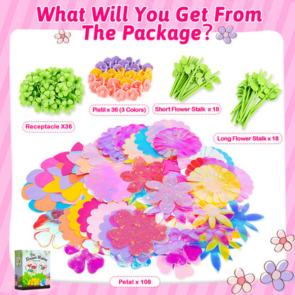 Osllate Upgraded Flower Bouquet Accessories Set for Making 36 Flowers, DIY Arts & Crafts Toy Accessories Flowers Making Toy Kit