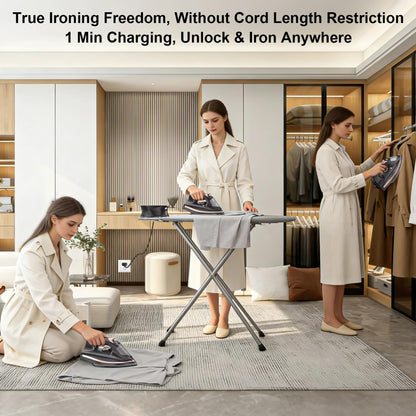 Martisan Cordless Iron for Clothes, 1600W, Wireless, Rapid Heating, Retractable Cord, Power Charging Base, Ceramic Soleplate, Auto-off, Anti-calc, Anti-drip, Self Clean