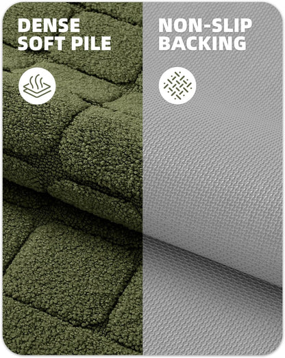 Color&Geometry Green Bath Mat, Non Slip Washable 24"x36" Large Absorbent Bath Mats for Bathroom and Bathtub
