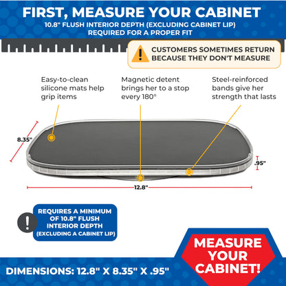 Mighty Susan Organizer for Cabinet Steel-Reinforced 1-Tier Rotating Kitchen Organizer – Rectangular Turntable for Kitchen Cabinets – Holds Up to 30 lbs with Non-Slip Mat for Refrigerator Storage