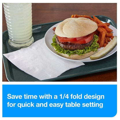 Tork White Soft Dinner Napkin, 1/4 Fold 2-ply, 16.3" x 15", 8 x 375 napkins, NP5240C