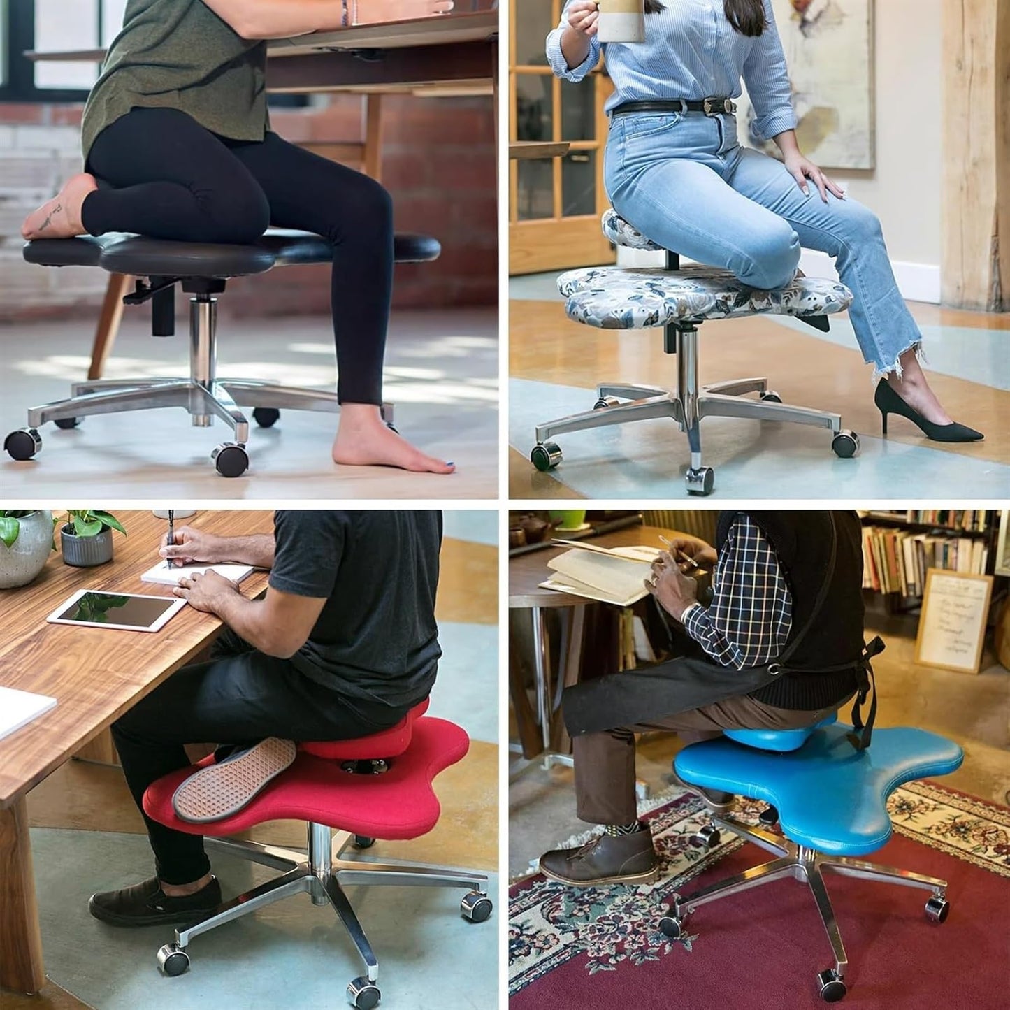 Meditation Chair,Cross Legged Chair, Height Adjustable Ergonomic Office Chair Kneeling, Office Furniture for Small Spaces Criss Cross Chair(Black)