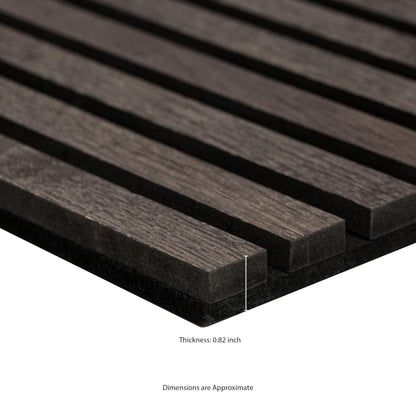 MSI 4-Pack Acoustic Wood Slat Wall Panels for Interior Decor, 3D Fluted Sound Absorbing Wood Paneling for Accent Wall Ceiling Kitchen Living Room Bedroom, Eco-Friendly MDF - 9.5 in. x 94.5 in. - Umber