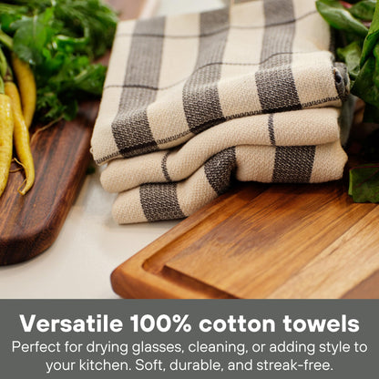 MEEMA Upcycled Spring Kitchen Towels Cotton Fabric | Super Absorbent Hand Towels with Hanging Loop | Cleaning Rags and Dish Towels for Kitchen | Blue Striped | Large 18 x 28 Inch | 4-Pack