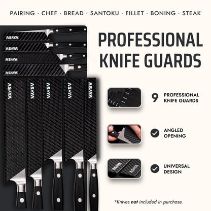 Asaya Professional Chef Knife Edge Guards – 9 Piece Knives Universal Covers - Extra Strength ABS Plastic and Food Safe Kitchen Knife Sheath Covers – Knives Not Included