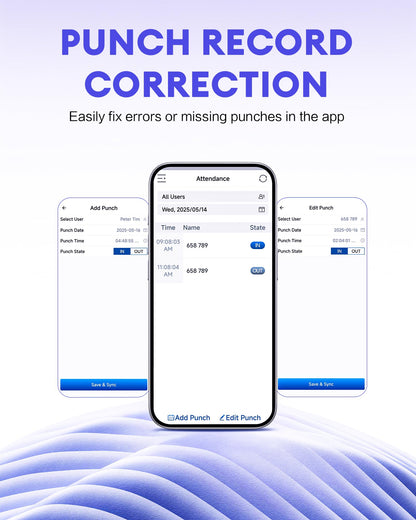NGTeco APP-Based Time Clock, Fingerprint & PIN Time Clocks for Employees Small Business, 2.4GHz WiFi Biometric Clock in Machine for Employees with APP for iOS Android, No Monthly Fee
