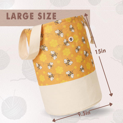 TOGETRUE Yarn Bag, Knitting Crochet Bag, Portable Yarn Storage Bags Organizer for Crocheting Project, Store Skein Ball, Short Knitting Needle (Large, Bees)