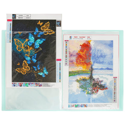 2 Packs A3 Diamond Painting Storage Book, Large 30x40 Diamond Art Storage Presentation Book with 60 Pags, Diamond Painting Art Portfolio Folder, Clear Pockets Artwork Storage Photo Album Refill Pag