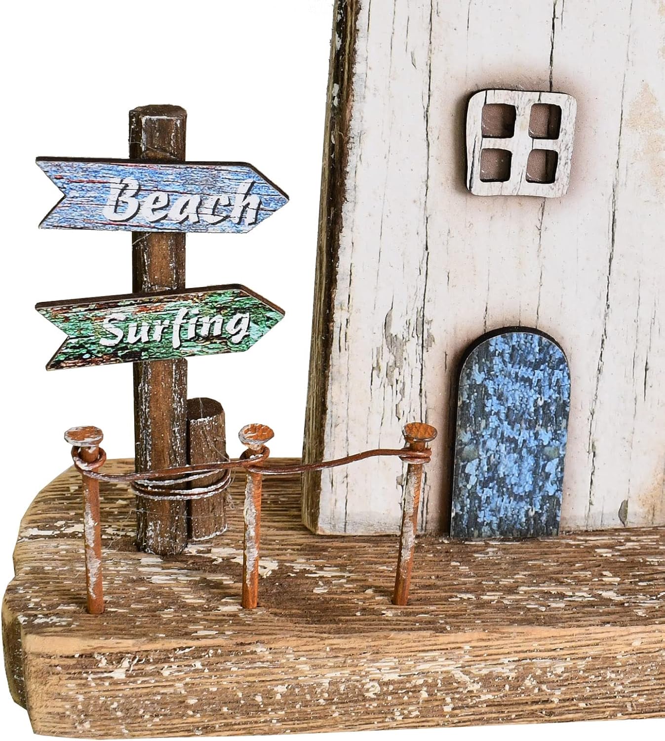 Decorative Lighthouse for Home Decor, 10.16" H Rustic Wood Light House Sculpture, Nautical Beach Tabletop Centerpiece
