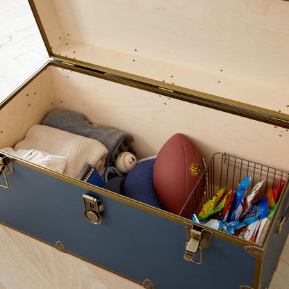 Rhino Trunk & Case Classic XXL College Trunk with Antique Brass Hardware, Soft Close - 36”x18”x18”, Seats 1500+ lbs, USA Made Secure Dorm Footlocker, Home Storage, Steamer Style Blanket Chest