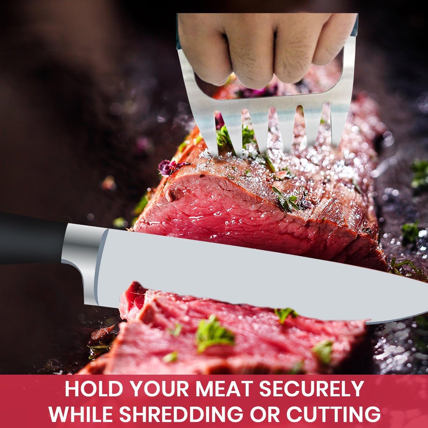 Metal Meat Shredder Bear Claw – M LIFE MASTER Stainless Steel Meat Forks with Handle for BBQ Meat Handling