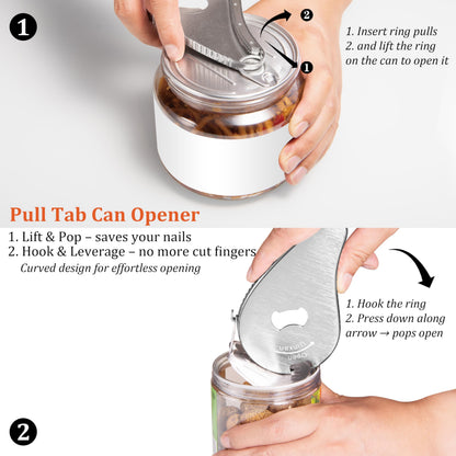 Uinxan Jar Bottle Can Opener for Seniors Arthritis Weak Hands-Easy Twist Off Small Caps (0.6"-2.7"), Pop Top & Pull Tab Seals,Patent Unique Portable Multifunction Gadget for Elderly/Women/Men (Silver)