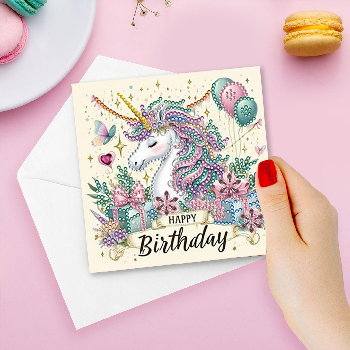JBTM24 8 Pack 5D DIY Diamond Painting Cards Kit, Diamond Art Birthday Holiday Greeting Card, Art Crafts Kit Creative Gift with Envelope, Card Making Kits for Adults, Birthday