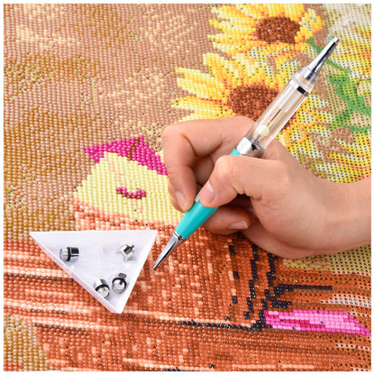 benote Original Diamond Art Painting Pen Lighted Drill Pen 2.0 Metal Sticky Pen Tips, Diamond and Painting Accessories with Multi Replacement Pen Heads and Wax - B7 Turquoise