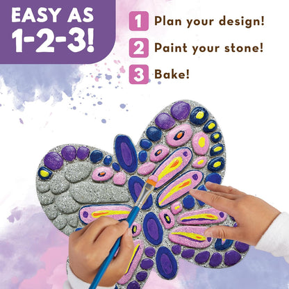 8 MindWare Paint Your Own Stepping Stone Butterfly, Rock Painting Kit, Stepping Stones Crafts for Kids Ages & up