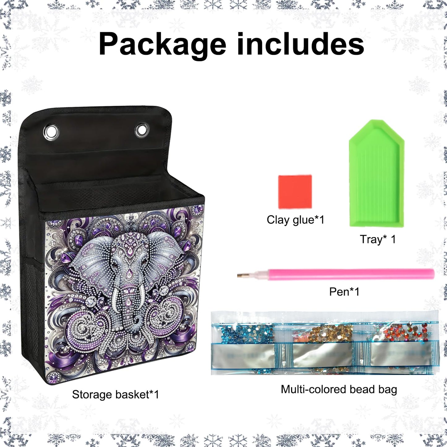 Diamond Painting Storage Organizer Kit with Beautiful Pattern Design Round and Special Shape Diamond Art Kit，Door Hanging Holder Suitable for Storing Small Items, Foldable Wall Pouch Without Hooks