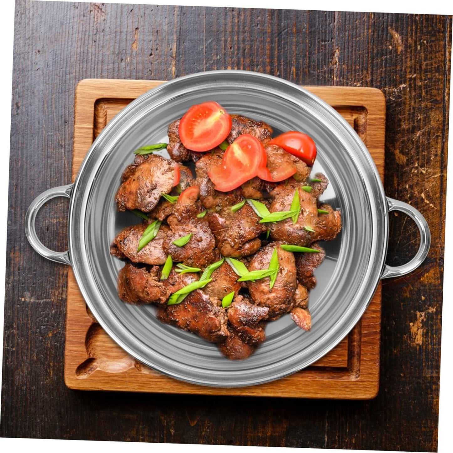 Zerodeko Stainless Steel Griddle Set, Asian Noodles Saute Pan with Lid, Non Stick Skillet for Camping