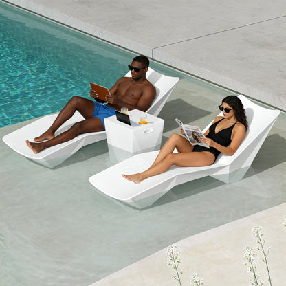 FHVIT in Pool Lounge Chair, Ergonomic Pool Lounger with Weight Box, Fade-Resistant Weatherproof Pool Chairs, Beach Chairs for Sun Shelf, Beach, in Pool & Outdoor Patio White