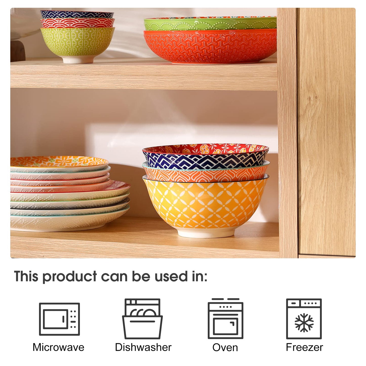 Metahom Large Salad Bowls, 48 Oz Serving Bowls for Soup, Pho, Pasta Rarmen, Stackable Ceramic Bowls for Kitchen, Set of 3, Microwave & Dishwasher Safe
