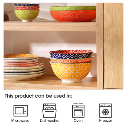 Metahom Large Salad Bowls, 48 Oz Serving Bowls for Soup, Pho, Pasta Rarmen, Stackable Ceramic Bowls for Kitchen, Set of 3, Microwave & Dishwasher Safe