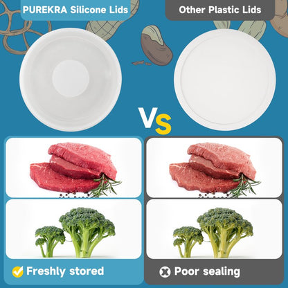 Purekra Silicone Lids for CorningWare 16 Ounce Round Dish, 2 Pack Reusable Covers for CorningWare F-16-PC French White Baking Dish (Dishes not Included) Dishwasher & Microwave & Freezer Safe
