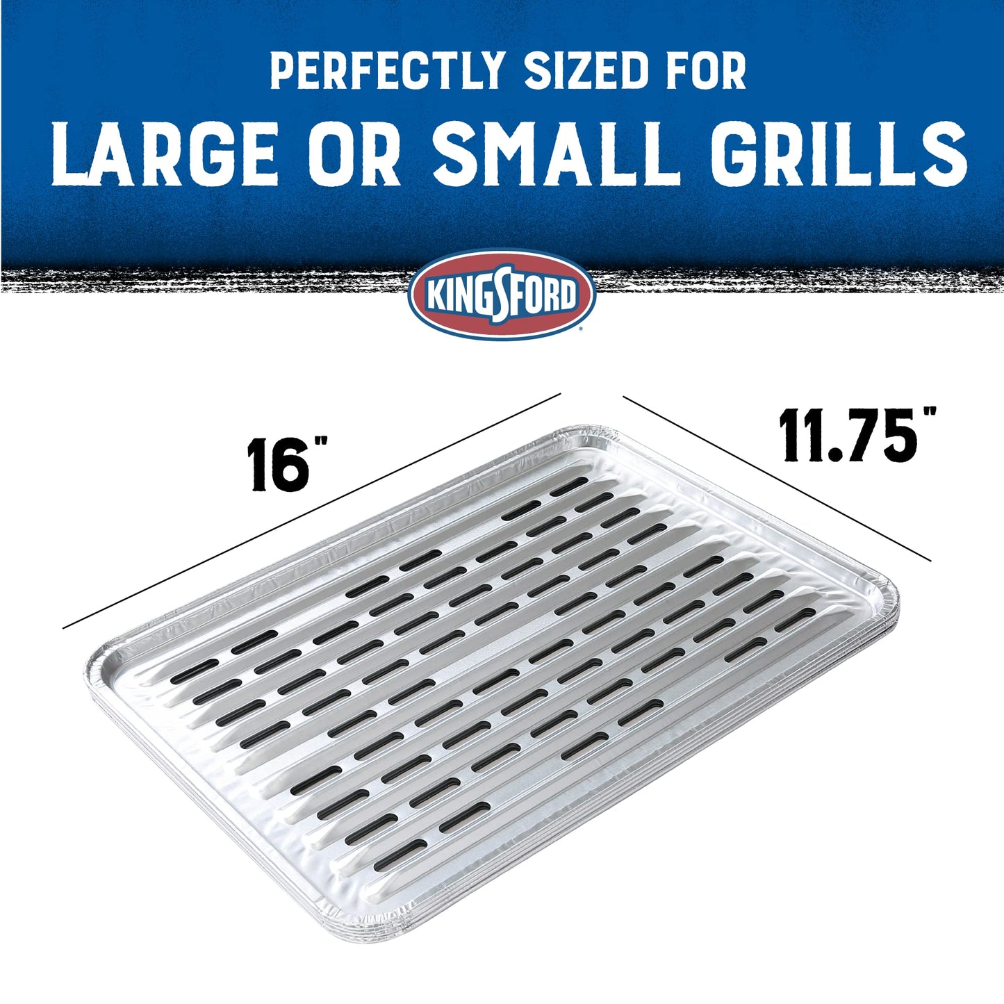 Kingsford Extra Tough Aluminum Grill Liners, Disposable Foil Grill Toppers for Outdoor Grills, Helps Keep Food and Sauce from Falling Through Grates, 16 x 11.75 in, 14 Count