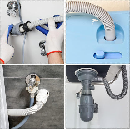 PATIKIL Universal Washing Machine Drain Hose Extension Kit 4.92ft White with Clamp and U-Bend Hose Holder