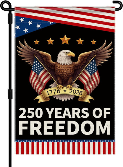 America 250th Anniversary Garden Flag - Double-Sided Patriotic Banner with Eagle Design | 12x18 Inch