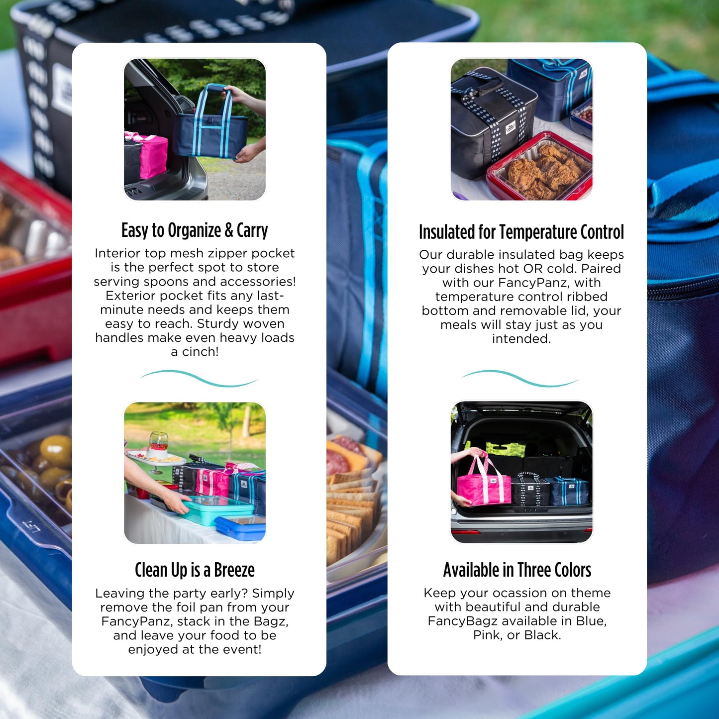 Fancy Panz - Pink Insulated Casserole Carrier Bag - Insulated Thermal Bags for Hot & Cold Food Holds 2 Standard Size Fancy Panz - 2 Pockets - Food Container - Hosting Essentials