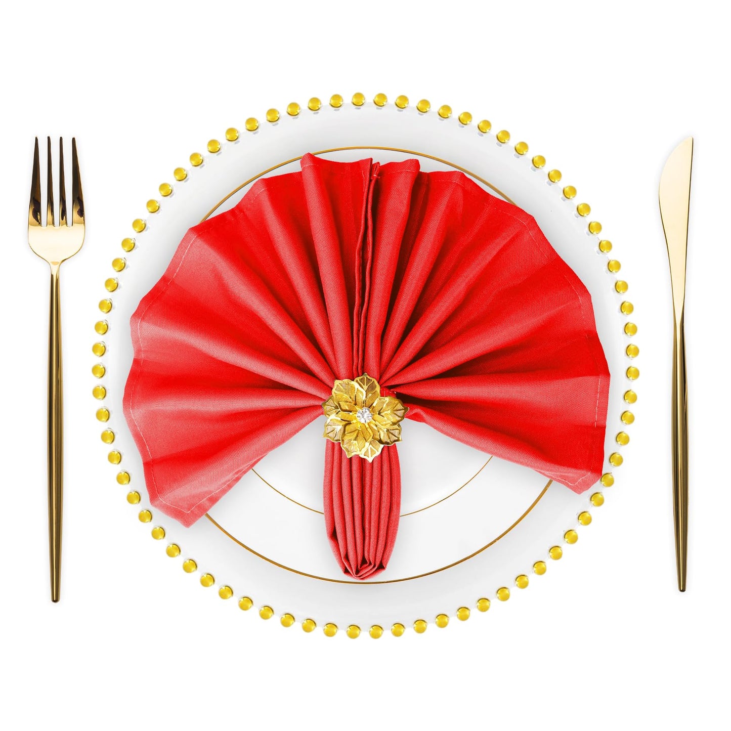 SuperO Set of 80 Cloth Napkins 17 x 17 Inch, Polyester Solid Washable Dinner Napkins with Hemmed Edges,Great for Restaurant, Wedding and Party(Red)