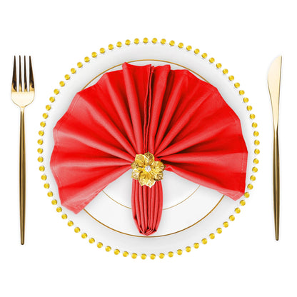 SuperO Set of 80 Cloth Napkins 17 x 17 Inch, Polyester Solid Washable Dinner Napkins with Hemmed Edges,Great for Restaurant, Wedding and Party(Red)