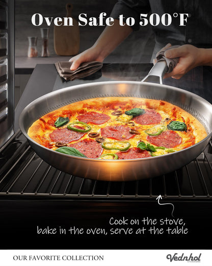 Titanium Pans for Cooking, 12 Inch Pure Titanium Hammered Pro frying pan with Lid, Non-Toxic Skillet for Cooking, PFAS/PFOA/PTFE Free Cookware, Dishwasher&Oven Safe, Kitchen Induction Compatible