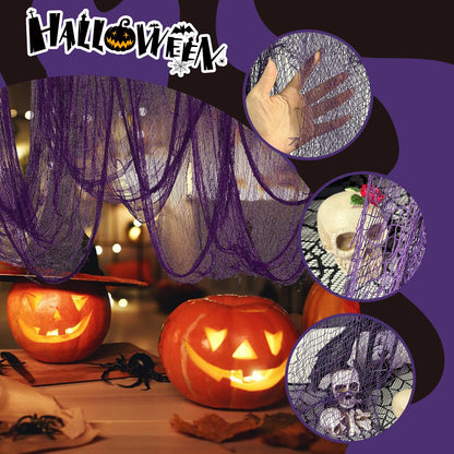 succulentlovers 316x 80 Inch Purple Halloween Creepy Cloth - Large Halloween Spooky Cloth Indoor Outdoor Scary Creepy Gauze Haunted House Decoration for Halloweens Party Supplies