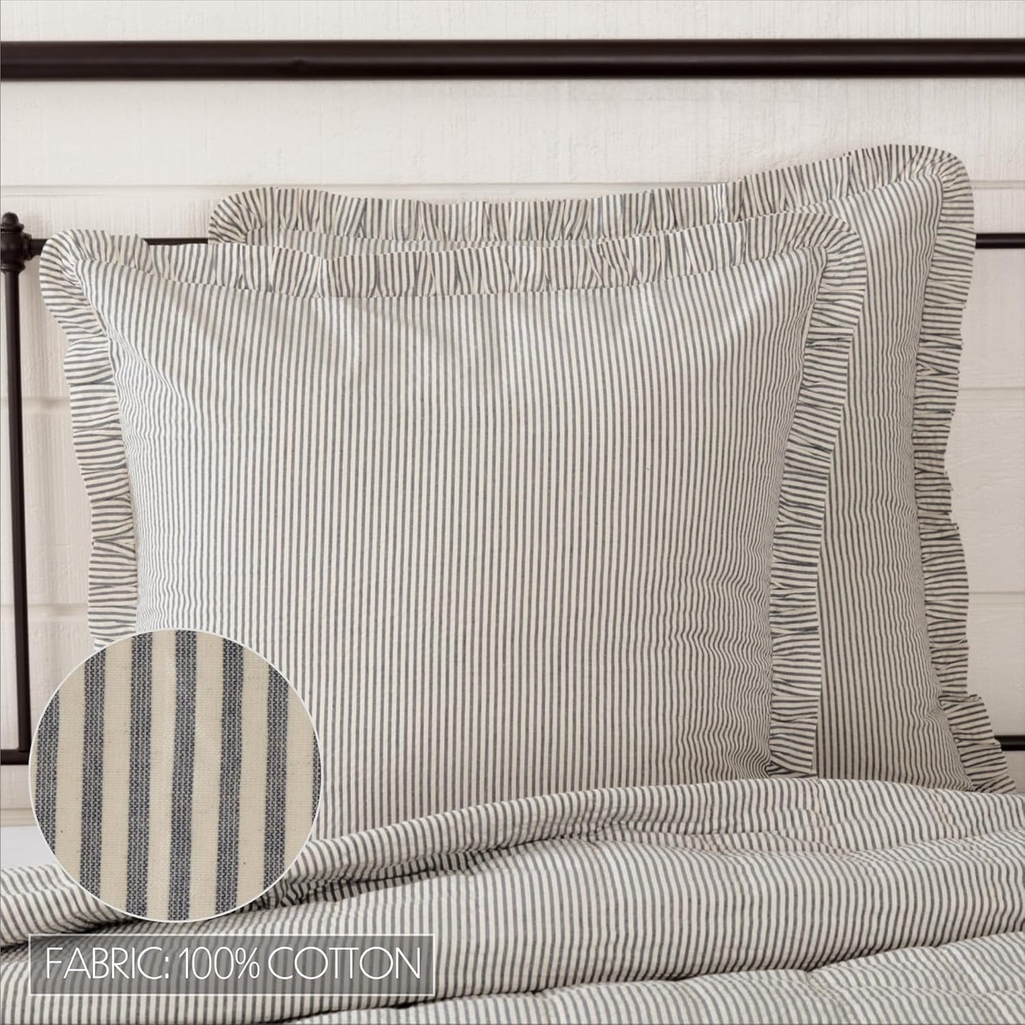 VHC Brands Hatteras Bedding Accessory, Euro Sham 26x26, Blue