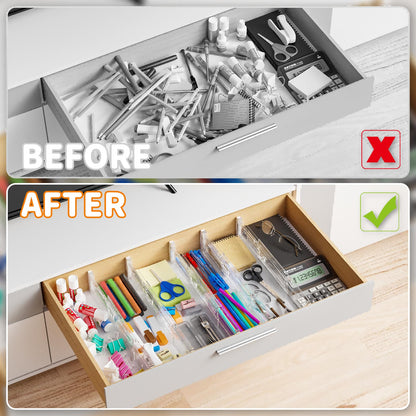 Yieach 8 Pack Clear Expandable Deep Drawer Separators From 15 to 21'' - 3.2 Inch Tall Acrylic Drawer Dividers for Clothes,Dresser Drawer Dividers for Dresser,Baby Nursery,Clothing,Sock or Underwear