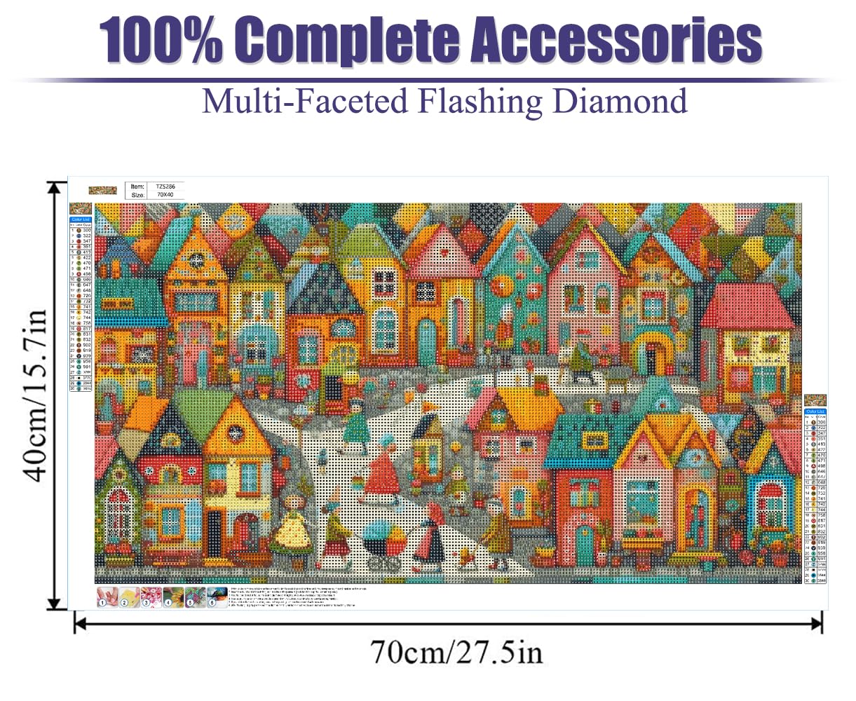 COHAYISY 5D Diamond Art Painting European Town Kit - DIY Paint with Diamond Art Abstract Round Full Drill Craft, Home Decor Embroidery Set with Canvas, Tools, Sparkling Diamonds 15.7x27.5 inch