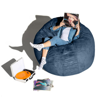 Jaxx 6 Foot Cocoon - 2-in-1 Convertible Bean Bag Bed & Large Bean Bag Chair for Adults, Navy