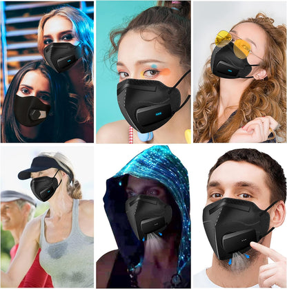 Bwinmak Fashion Wearable Air Purifier USB Exhaust Fan for Masks, Cooking, Training, Outdoor Sports - Black